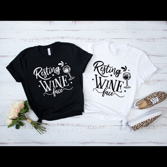 Our Resting Wine Face Tee Shirt Is 100% Cotton Short Sleeve With A Crew Neck - Picture 1 of 1